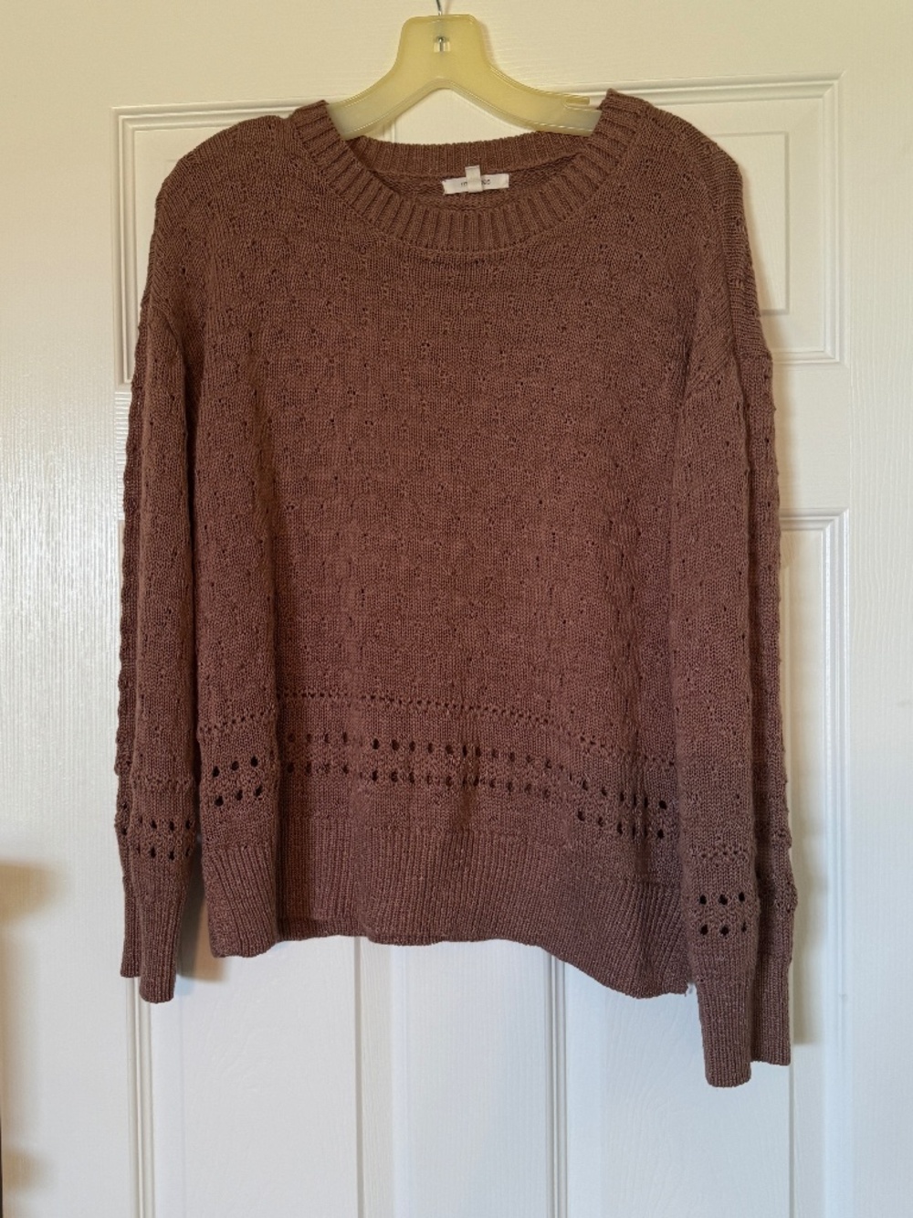 Maurices Pointille Crew neck sweater size small dark mauve brown color ladies